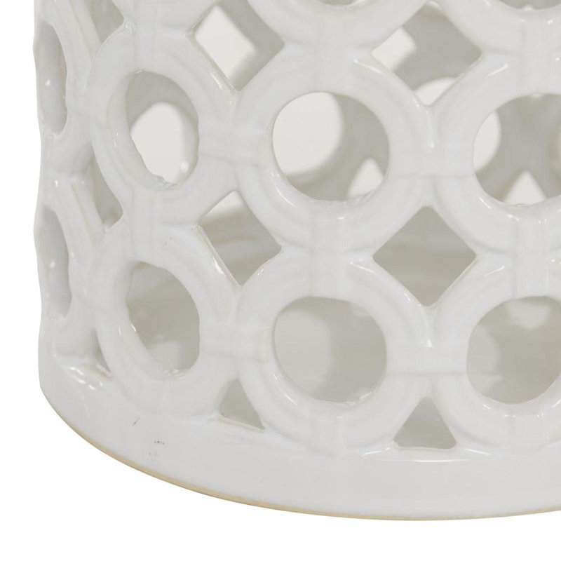 Lanterne de bougie décorative à cercles en céramique pour l'intérieur et l'extérieur, H 11 po x l 8 po x P 6,9 po