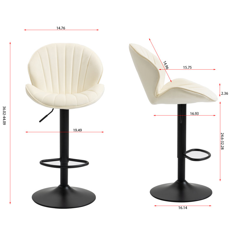 Ensemble de 2 tabourets de bar réglables à hauteur de comptoir - Dossier, repose-pieds pour la cuisine ou le bar
