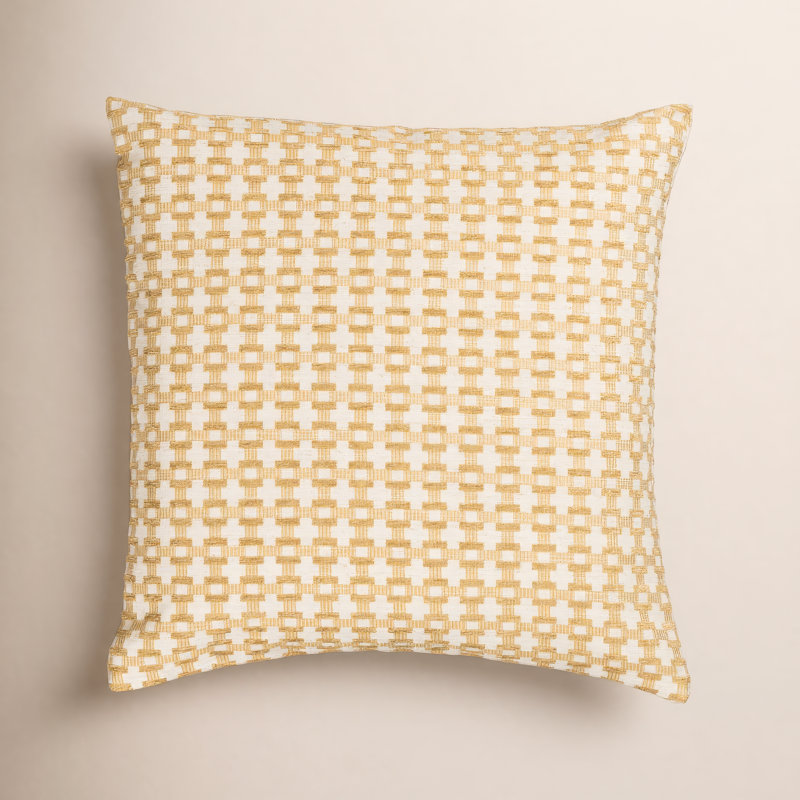 Coussin Birch Lane Stride, Polyester, Jaune géométrique, Carré 20 po