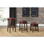2 pièces de tabourets de bar ronds, similicuir rouge, pivotant à 360 degrés, structure en bois massif brun, décor de salle à manger, siège d'une largeur de 16,5 po avec 2 tabourets, finition-653786487