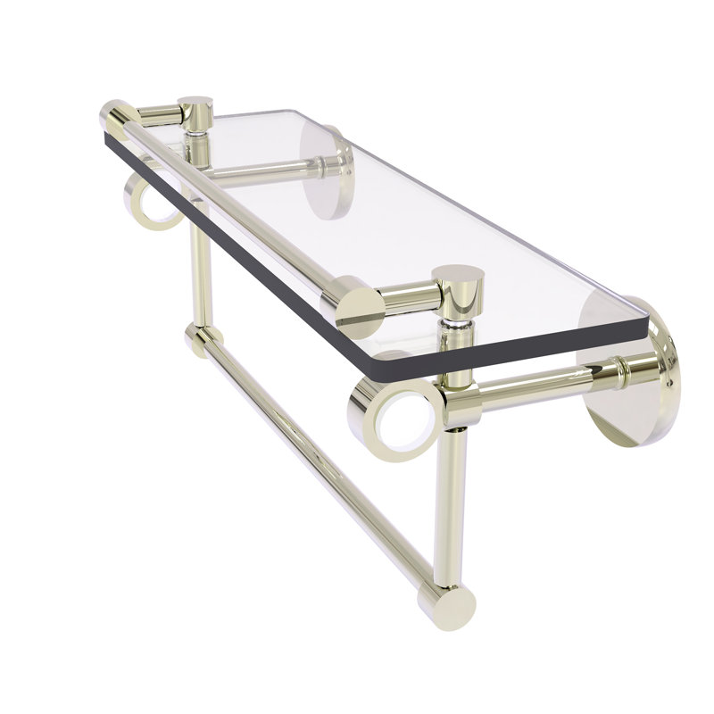 Tablette murale en verre Margolis, H 6,7 po x l 16 po x p 5,8 po, Nickel poli