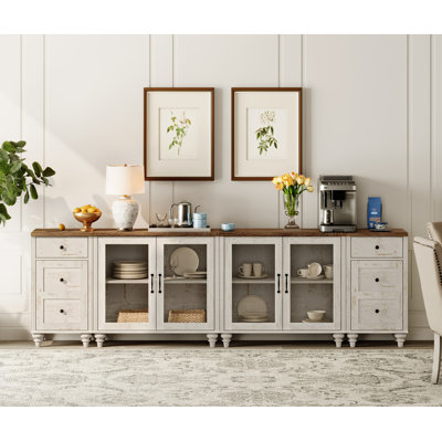 Buffet Corretta avec 4 portes en verre et plusieurs tiroirs