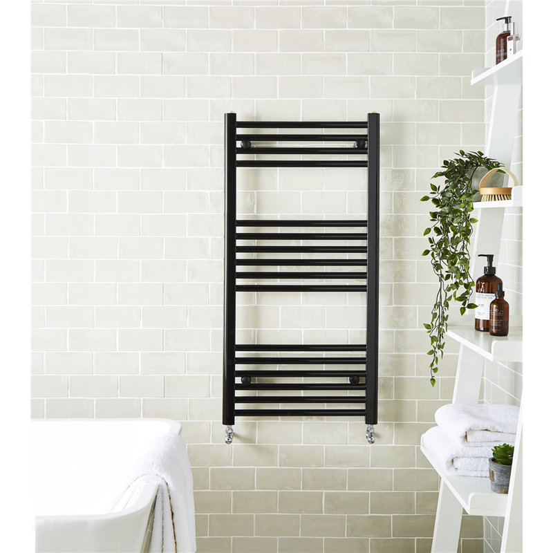 Heated Towel Rails, Black, 80cm H x 40cm W x 5.5cm D