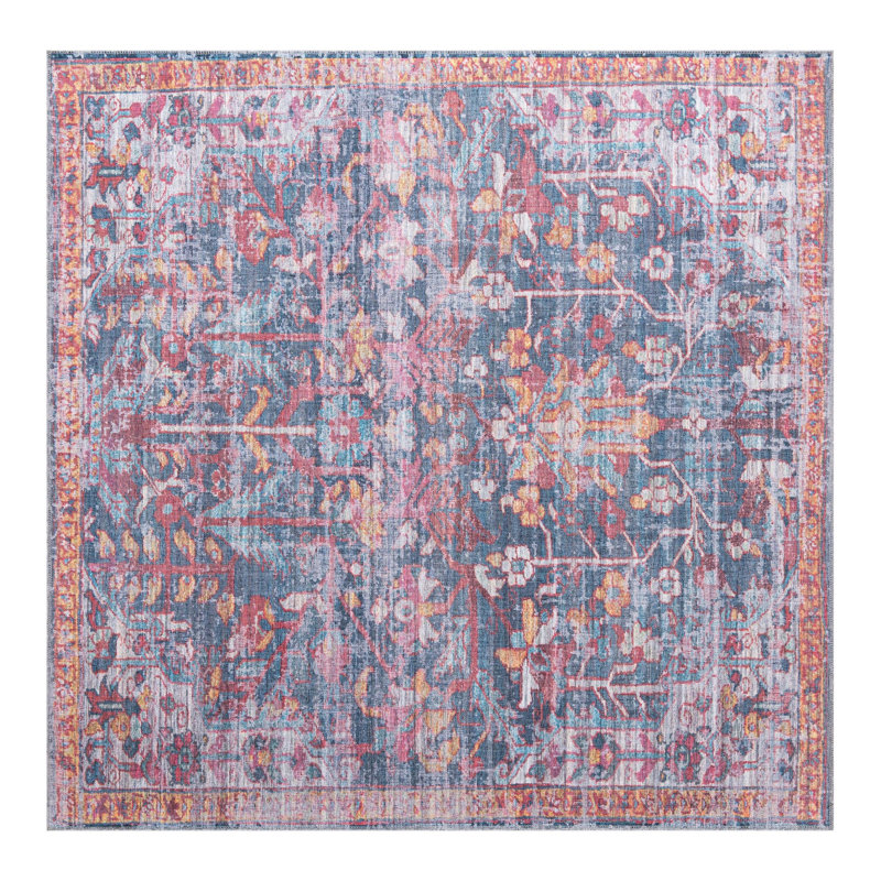 Hafner Floral Indoor Rug, Square 7'3" x 7'3"