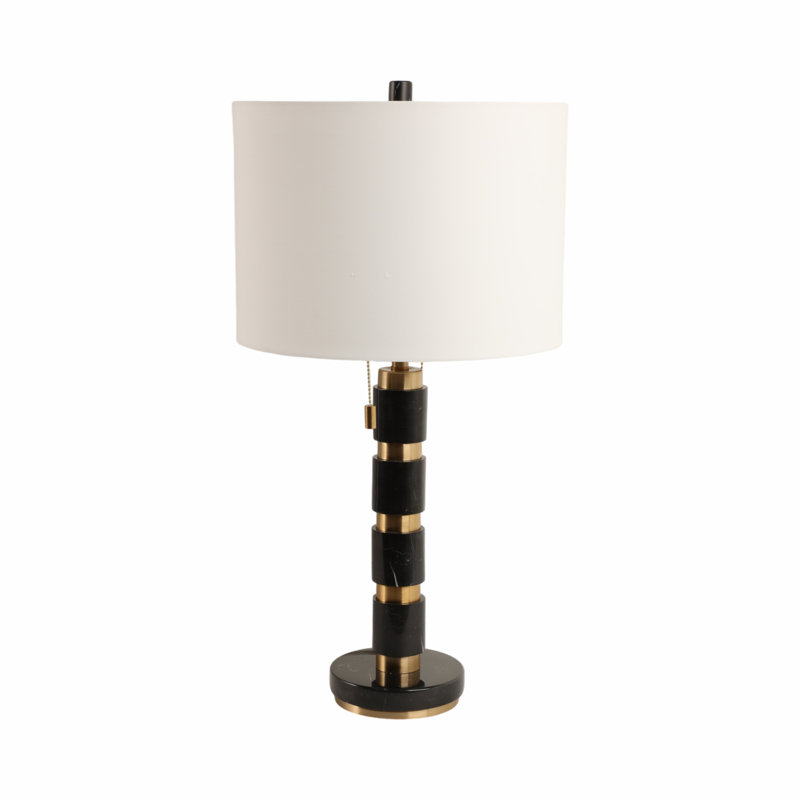Lampe en marbre empilable 27 po x 14 po avec 2 poignées Mercer41, Noir et or