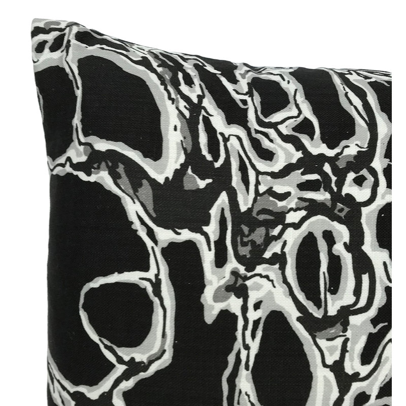 Webster Abstract Linen Reversible Throw Pillow, 18" x 18", Black