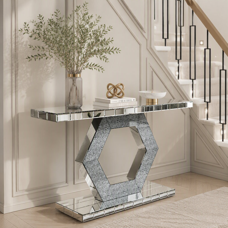 Console pour vestibule moderne de qualité supérieure avec effets en verre de diamant