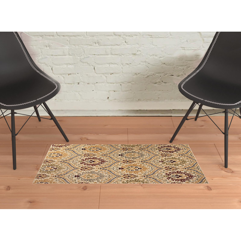 Damask Indoor Rug, Rectangle 2' x 3'