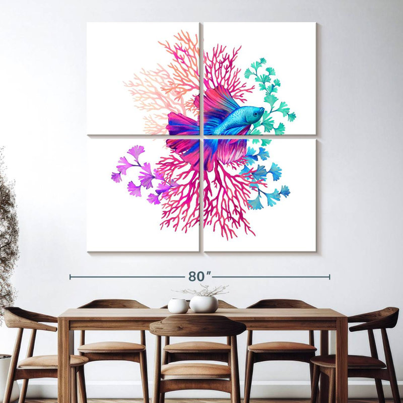 Brampt Betta Fish And Corals, 74" H x 74" W