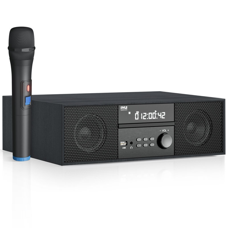 Chaîne stéréo pour disque domestique avec microphone sans fil, Gris et argent