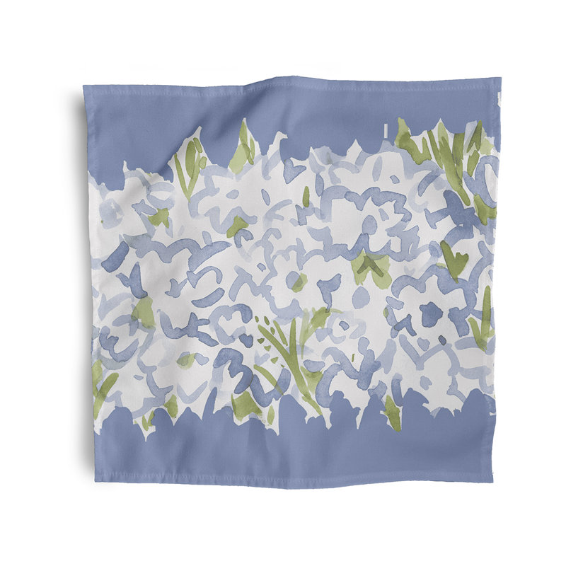 Lonston Abstract Floral Center Stripe Napkins, Blue