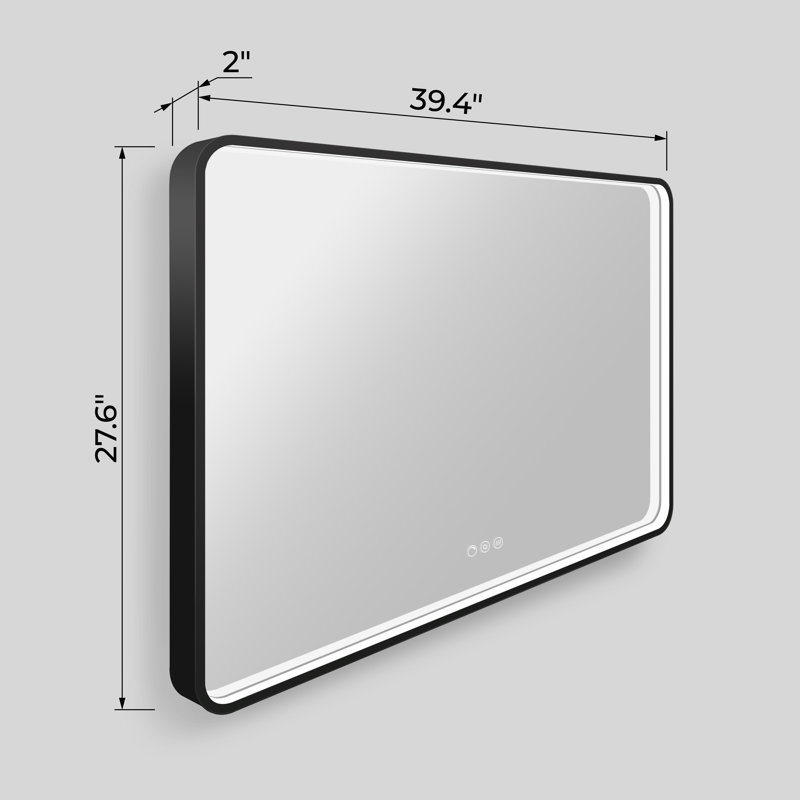 Streamline Rectangular Framed LED Bathroom Vanity Mirror with Defogger, Dimmability, Colour Temperature Change