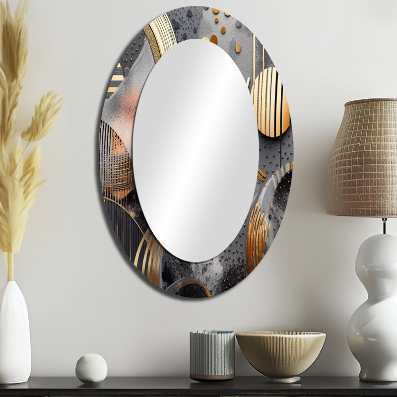 Doux couleurs marbrées abstraites III - Miroir décoratif abstrait ovale sur métal, 36 po x 24 po