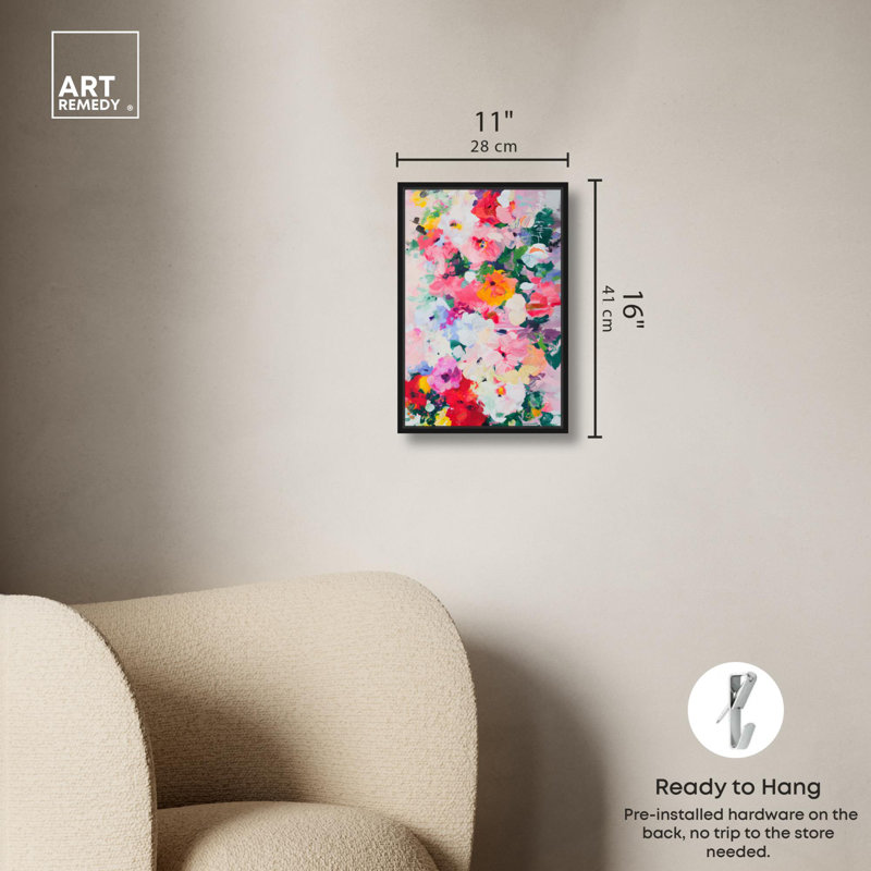 Celestial Waters 2 Canvas New Floral Wall Art by Art Remedy, Black Framed, 16" H x 11" W