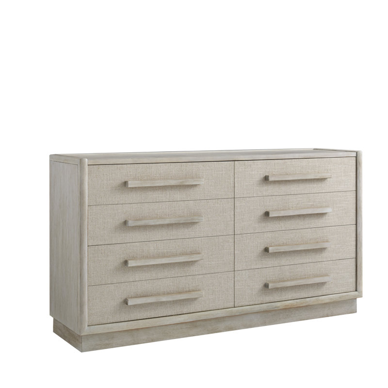 Commode double 8 tiroirs en bois massif l 65 po
