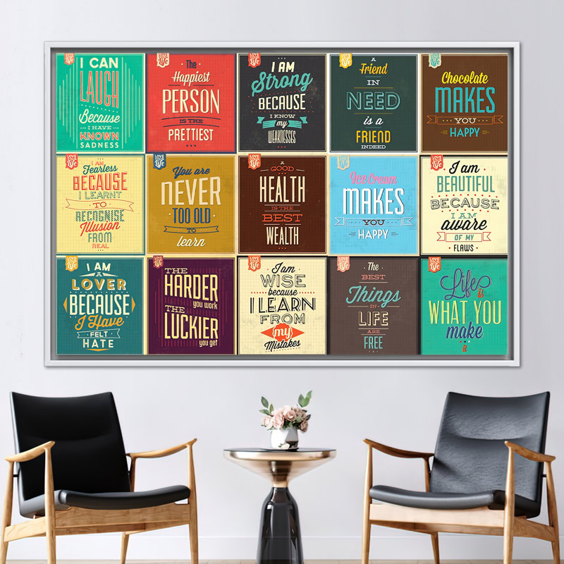 Affiche de motivation sur toile avec citations positives - Art inspirant en milieu de travail pour le succès, Blanc