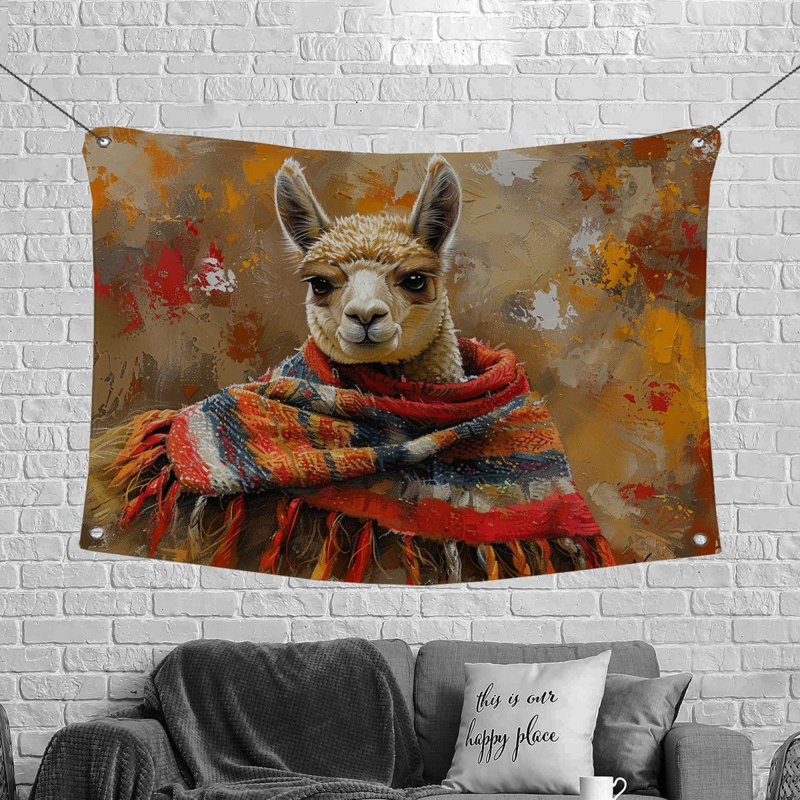 Winter Alpaca Animals Microfiber Fabric Tapestry 50