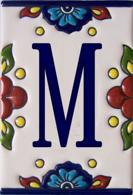 Carrelage TalaMex mexicain Talavera Mission lettre M