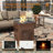 Modern 10-Piece Outdoor Metal Frame Patio Conversation Set with Propane Fire Pit Table, Includes 3-Seat Sofa, 4 Swivel Rocking Chairs, 2 Ottomans, and 2 Side Tables, Brown-1332495568