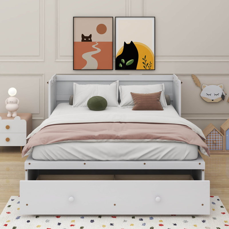 Grand lit escamotable avec port USB et tiroir