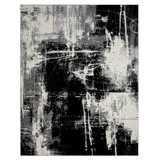Stourbridge Abstract Area Rug in Black