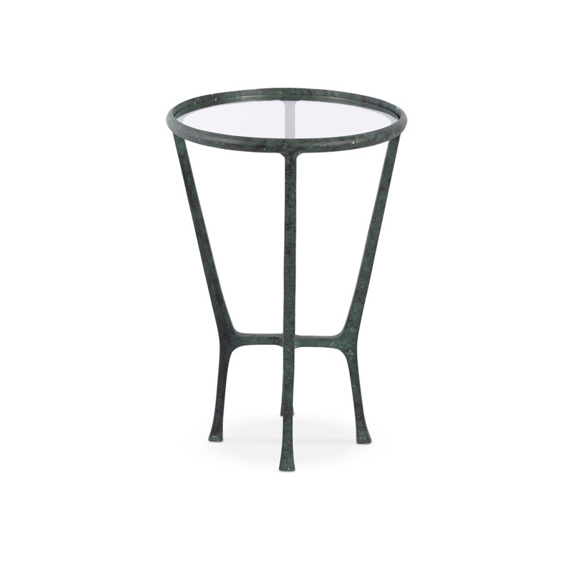 Creighton Glass End Table, Aged Brass