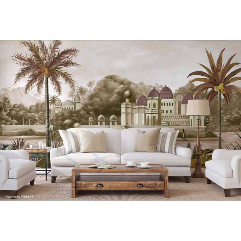 Papier peint Exotic Jungle Palace, L 110,04 po x l 204 po, Brun