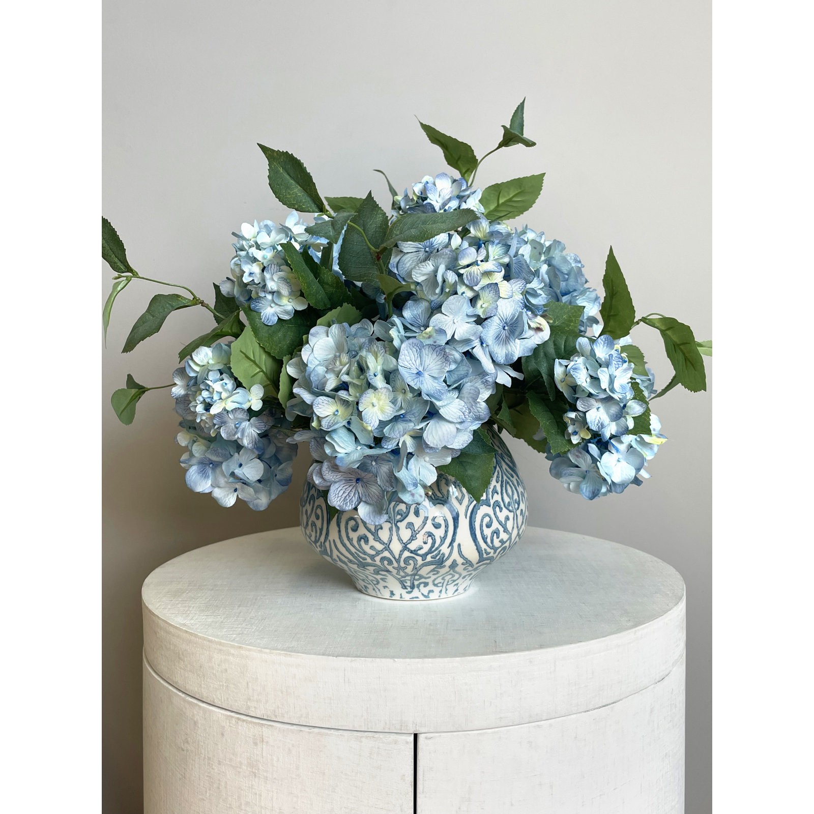 Keenum Hydrangea Floral Arrangement in Vase, Blue
