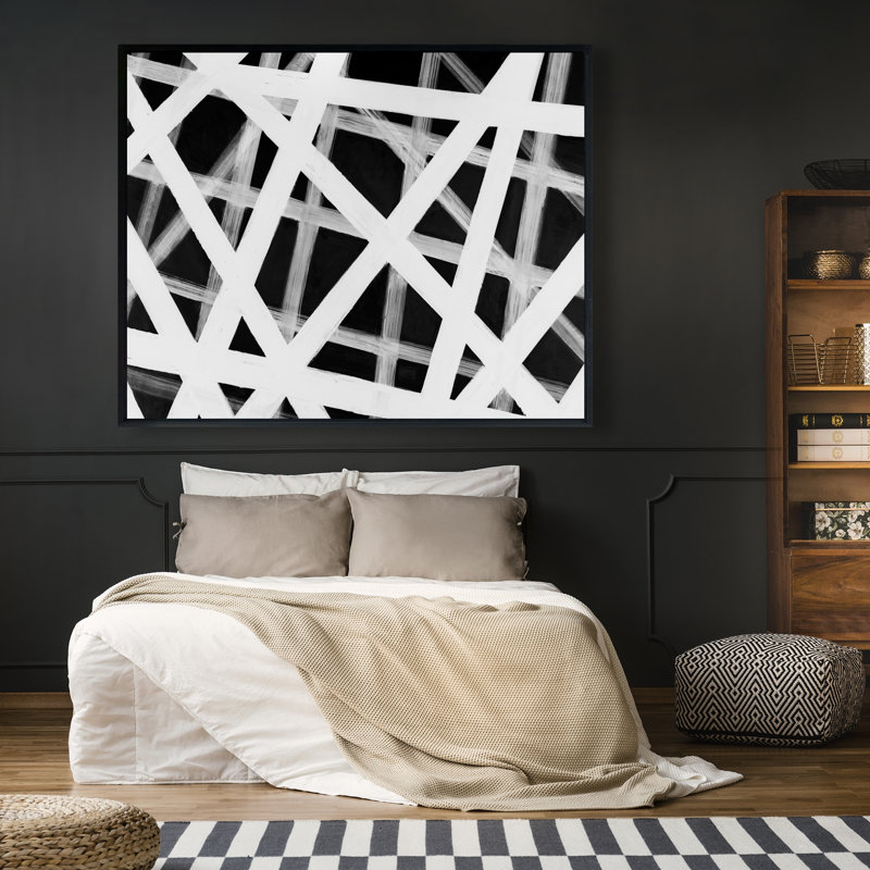 Reproduction de rayures géométriques sur toile, H 48 po x l 60 po