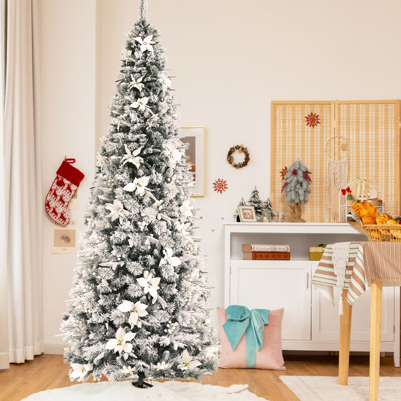 Arbre de Noël blanc effilé, H 8 pi