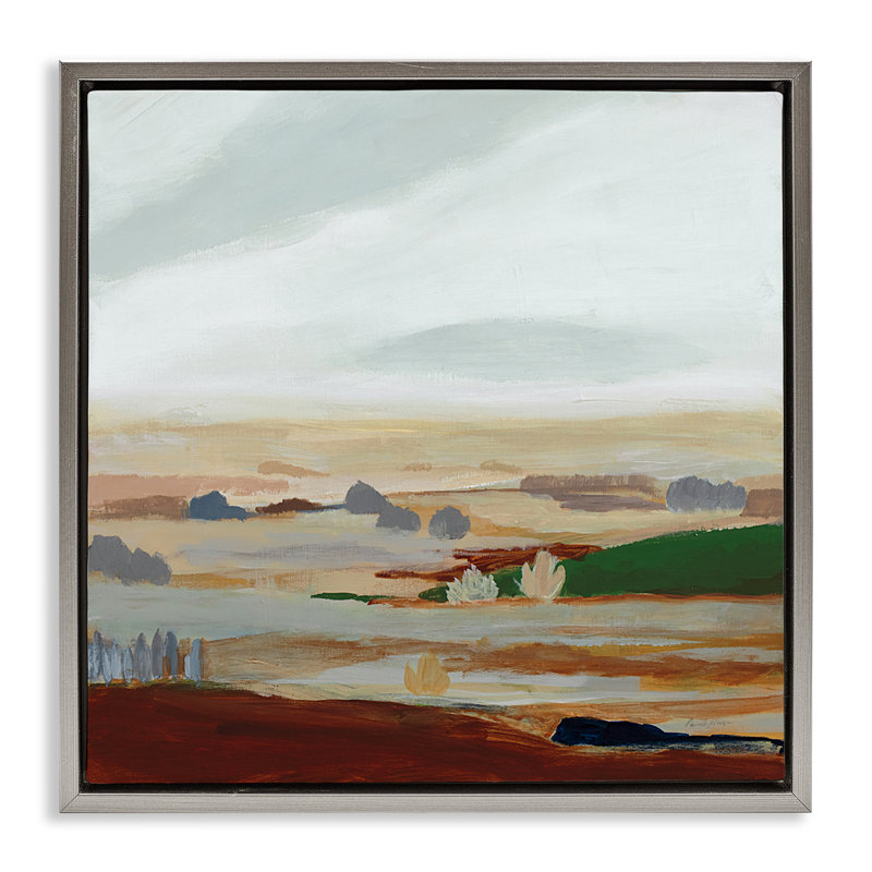 Art mural sur toile flottant «Novay Layers Desert» par Pamela Munger, H 18 po x l 18 po, Cadre flottant gris lustré