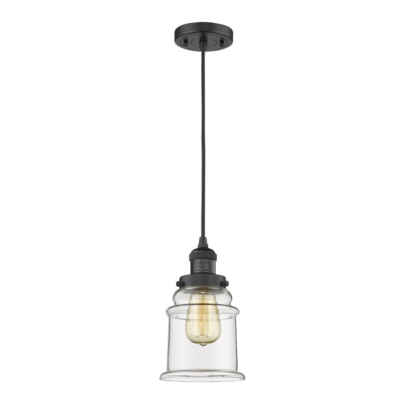 Wyndham 1 - Light Single Pendant, Clear, Matte Black