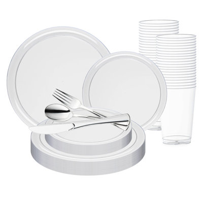 Clear Flat Round Disposable Plastic Wedding Value Set - 60 Settings