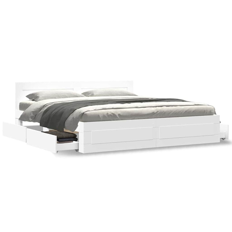 Bed Frame, Super King (6'), White
