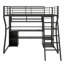 Lit mezzanine double en métal avec bureau et rangement intégrés, cadre de lit de jeu en métal peu encombrant avec lumières DEL, garde-robe ouverte et station de charge