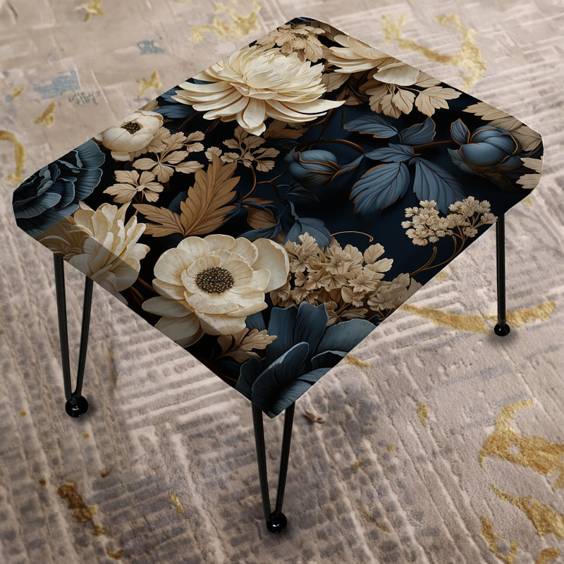 Elegant White And Blue Floral Gardens - Floral Rectangle Ottoman