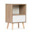 Table d'appoint de salon moderne avec tiroir et tablette, côté en bois tactile élégant de 2 tablettes de rangement pour la chambre de bureau