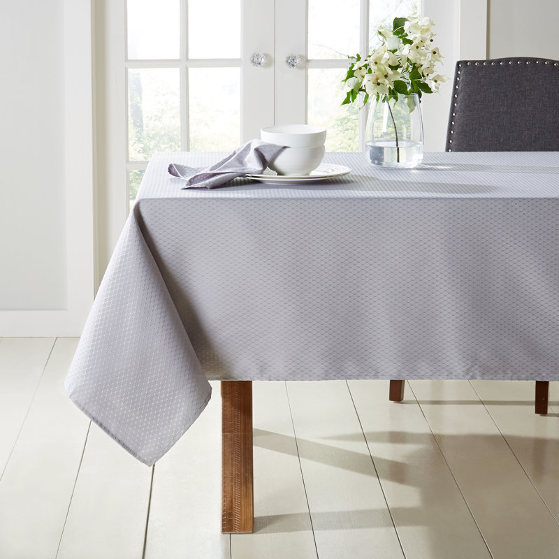 Behling Geometric Tablecloth, Gray, Rectangular 160" x 60"
