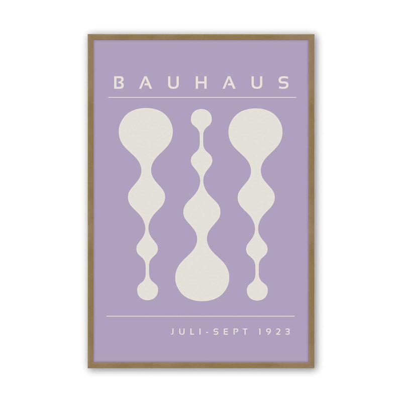 Affiche mauve rétro Bauhaus II, Or brossé, H 17,25 po x l 13,25 po