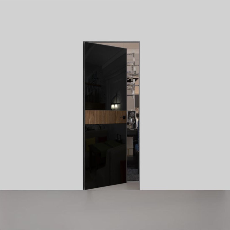 Porte cachée invisible avec poignée | Termix 0801 avec cadre caché noir Cadre noir | Poignée verrouillable à charnières dissimulées | Portes modernes sans cadre