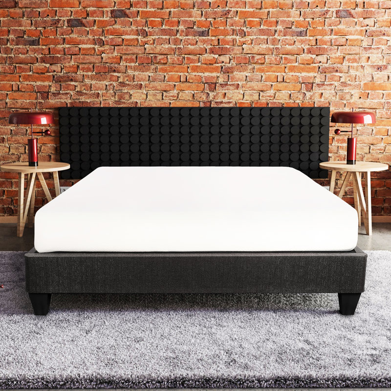 Base de lit simple gris foncé avec tissu en lin rembourré - Assemblage facile -