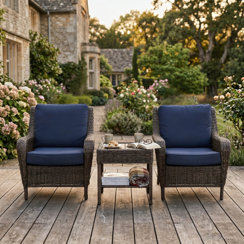 Rattan Outdoor Side Table - 51 cm W 51 cm D