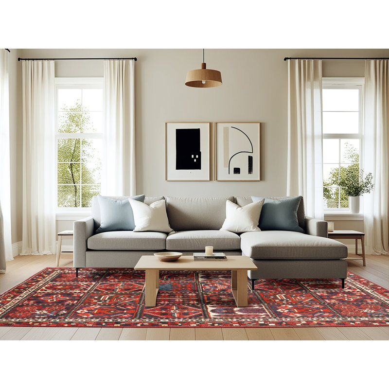 Tapis rouge à motif sud-ouest, Rectangle 6 pi x 9 pi