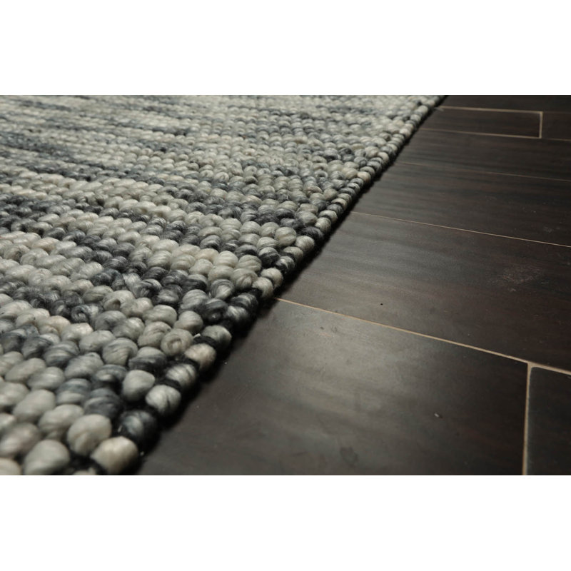 Tapis gris / noir en coton / polyester oriental touffeté à la main 5 pi x 7 pi 6 po Oriental