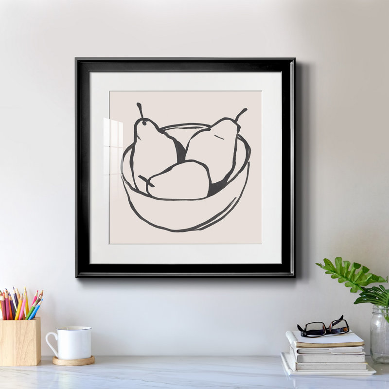 21_Simple Pear I-Premium, reproduction encadrée - prête à être accrochée, Papier avec cadre noir, Blanc