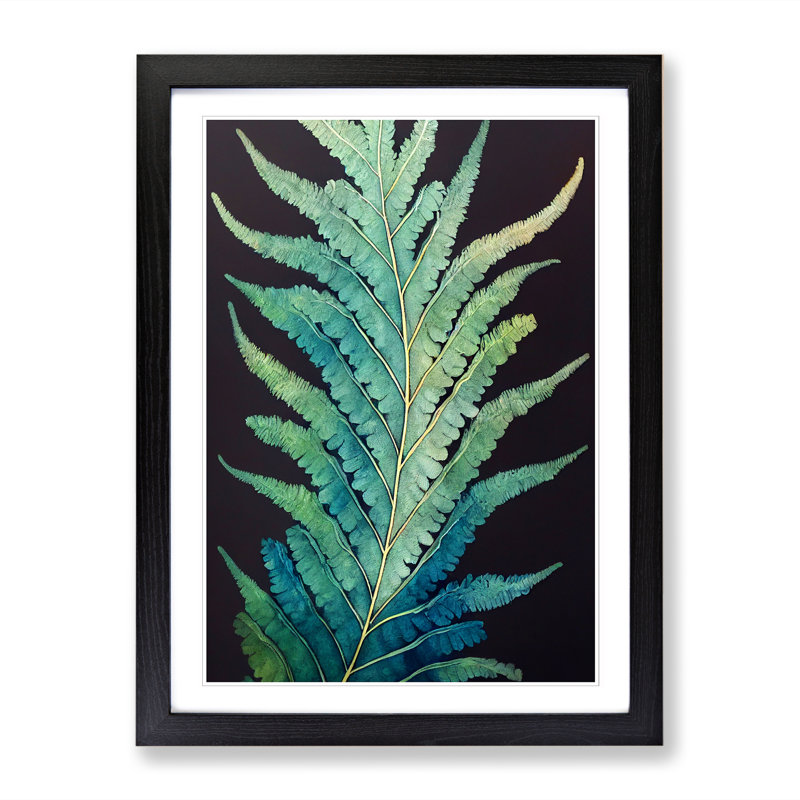 Pretty Fern Leaf - Single Picture Frame Print, 46cm H x 34cm W x 2cm D, Walnut