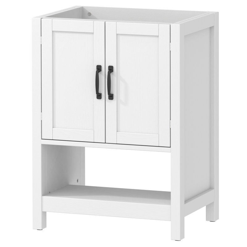 Base de meuble-lavabo simple 24 po seulement, Noir, White