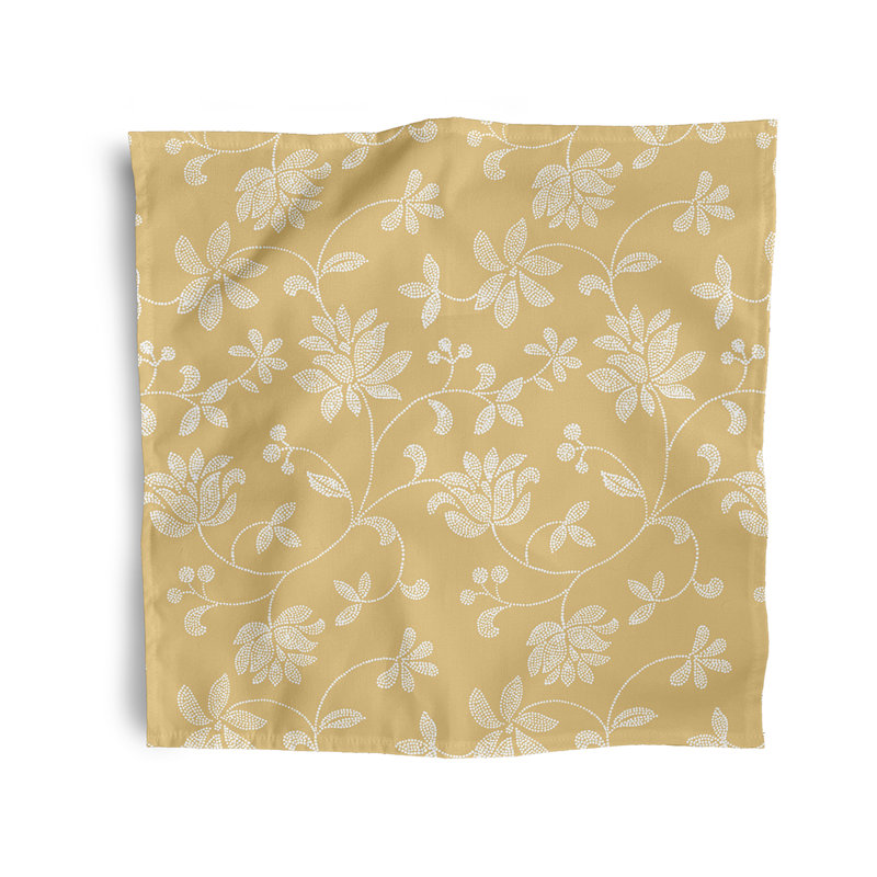 Aspacio Polyester Floral Square Napkin, Gold