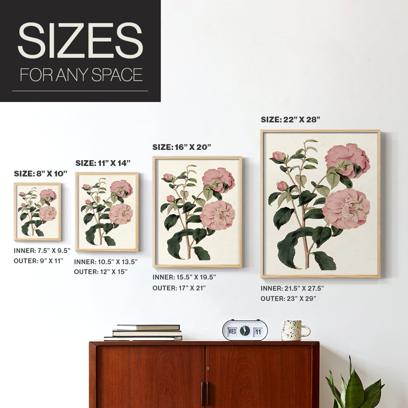 «Pink Floral Mix IV», reproduction encadrée - bois massif