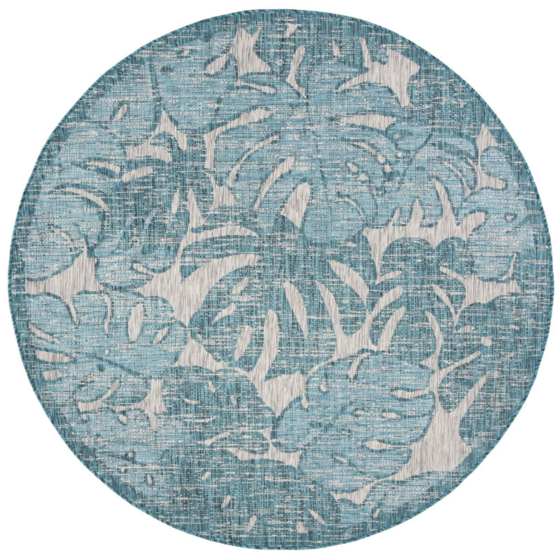 Tapis d'intérieur / extérieur à motif floral Shani Performance, Rond 6 pi 7 po